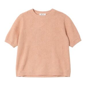 NWT Nine West Textured Short Sleeve Sweater Tan Knit Top XL Spring Lightweight